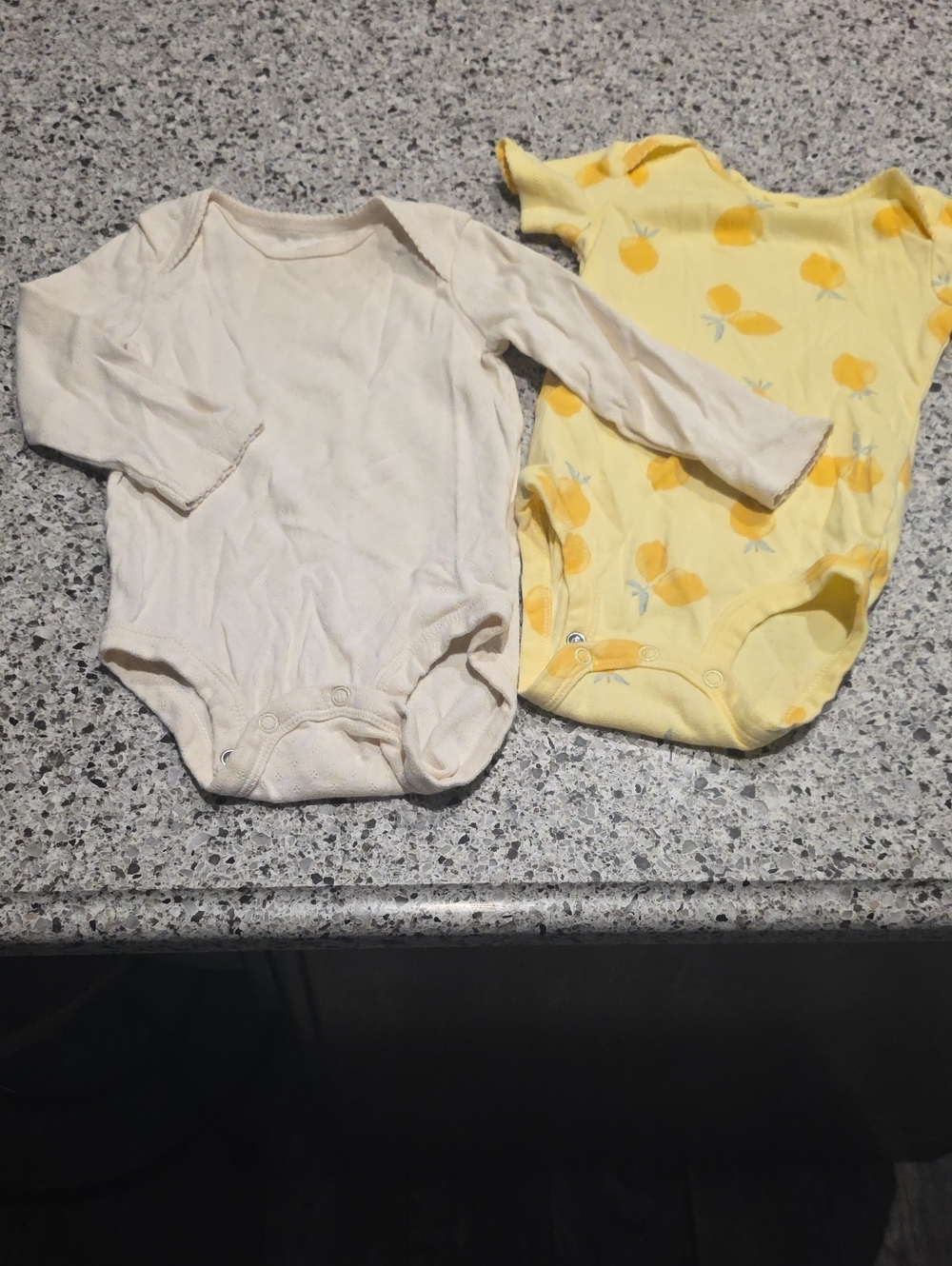 Carter's Cream Long-Sleeve & Yellow Fruit Print Short-Sleeve Bodysuits